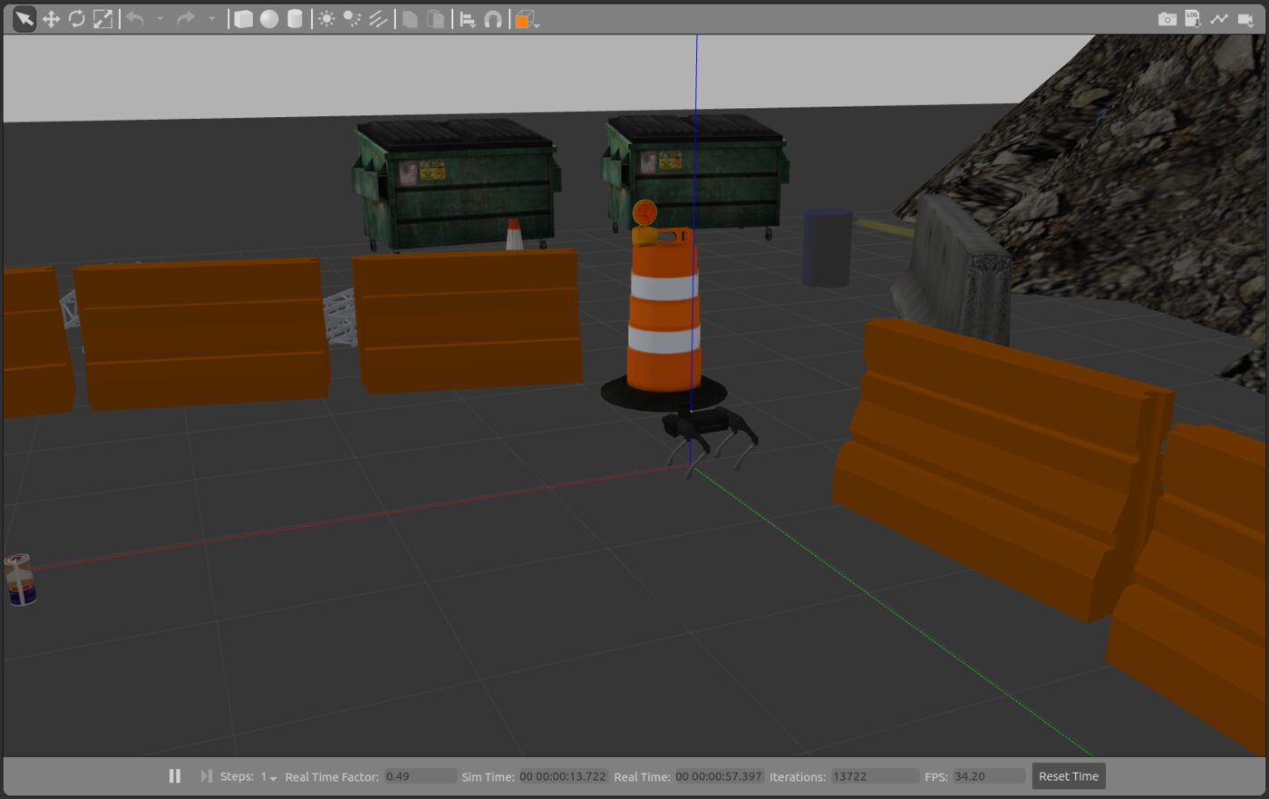 Unitree A1 in the MYBOTSHOP Gazebo simulation environment