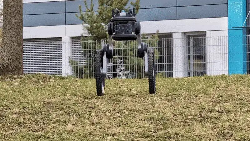 Ascento robot traversing outdoor terrain