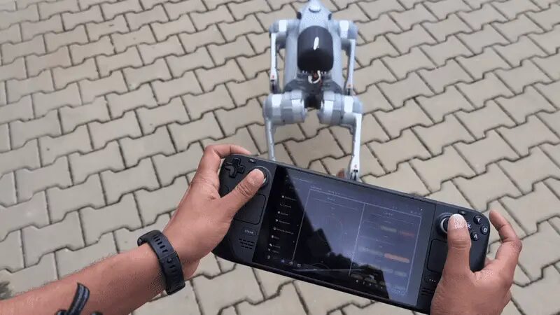 Steam Deck controlling the Go2 quadruped over its own WiFi access point