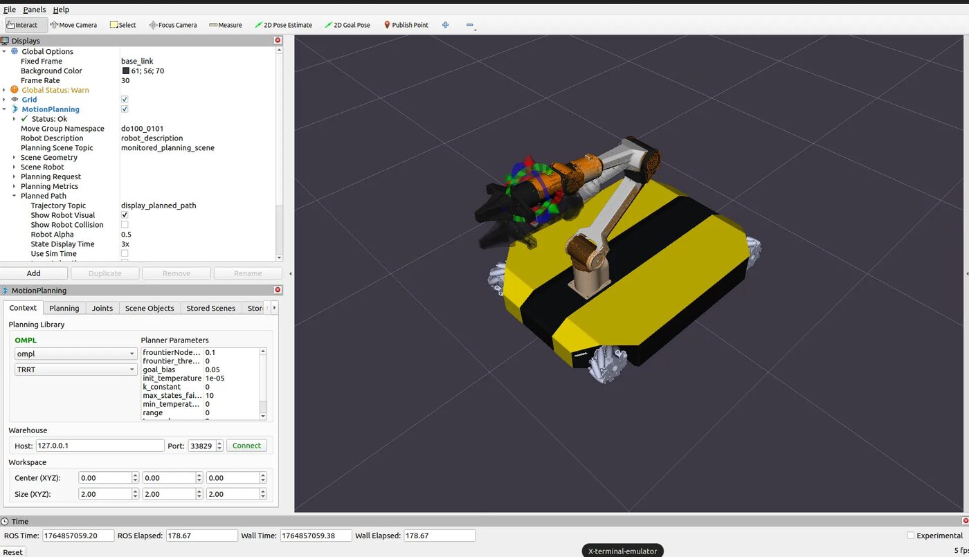 RViz2 with MoveIt2 motion planning for the Piper arm