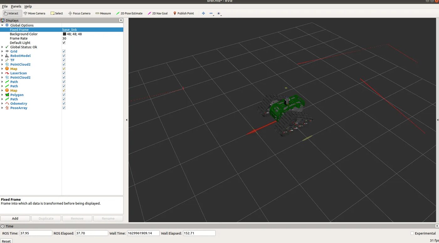 ROVO2 visualized in RViz2 alongside the Gazebo simulation