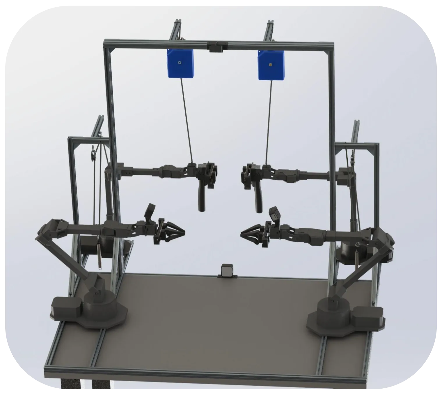 ALOHA 2 workcell with dual arms and operator handles